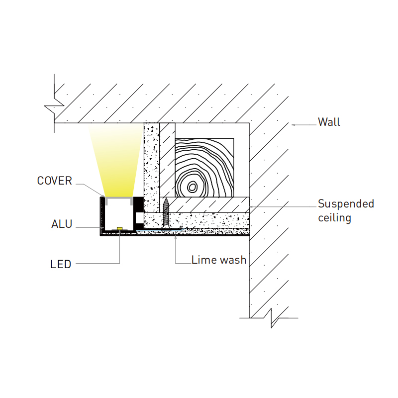 Plaster In Tray Ceiling LED Lighting Profile For 12mm Rope Plaster In Tray Ceiling LED Lighting Profile For 12mm Rope
